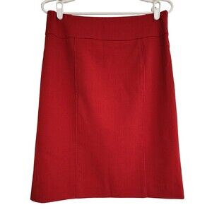 Etcetera Womens Wool-Blend Skirt Red Lined Slightly A-Line Back-Slits Size 6